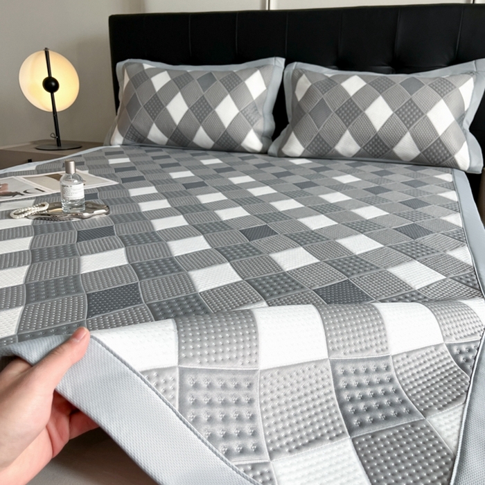 91家纺网 家纺一手货源 找家纺 慕尚家纺 2025新款泡泡大PE提花软席 小灰格