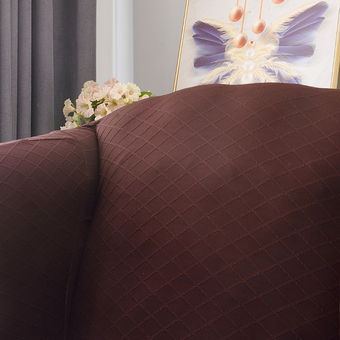 91家纺网 家纺一手货源 找家纺 2025新款菱形格大号老虎椅套 咖色