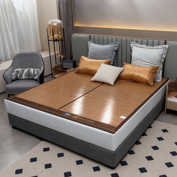 91家纺网 家纺一手货源 找家纺 苏迪凉席竹席2025新款竹席凉席冰丝席碳化双面印花藤草席 典雅-亲肤席