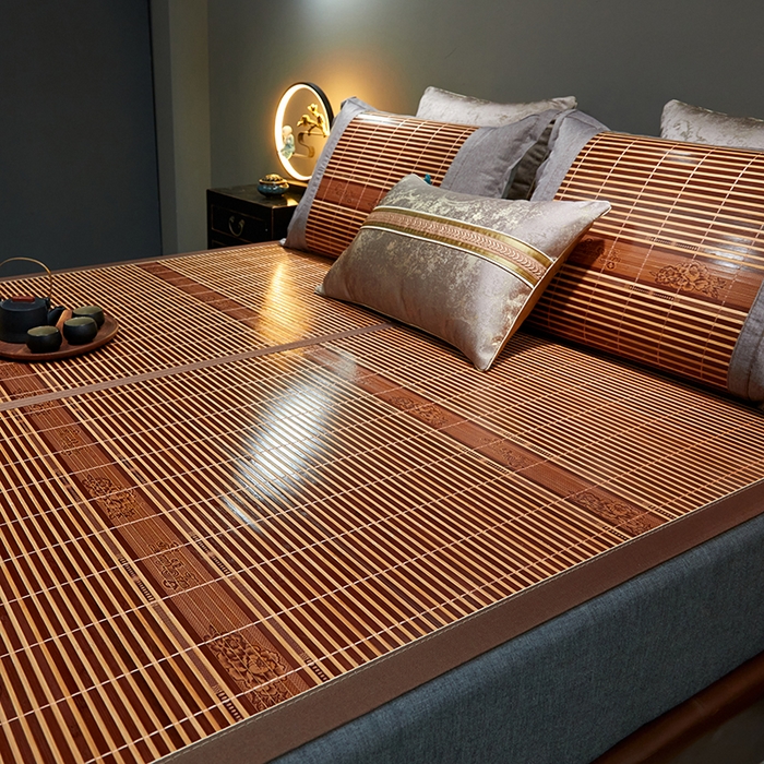 91家纺网 家纺一手货源 找家纺 苏迪凉席竹席2025新款竹席凉席冰丝席碳化双面印花藤草席 国色天香