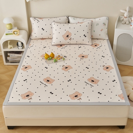 91家纺网 家纺一手货源 找家纺 （总）东宇床垫 2025新款印花3D凉豆豆三明治复合冰豆豆单软席凉席