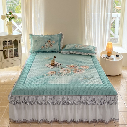 91家纺网 家纺一手货源 找家纺 （总）麋兔 2026新款冰丝床裙乳胶凉席【控价】