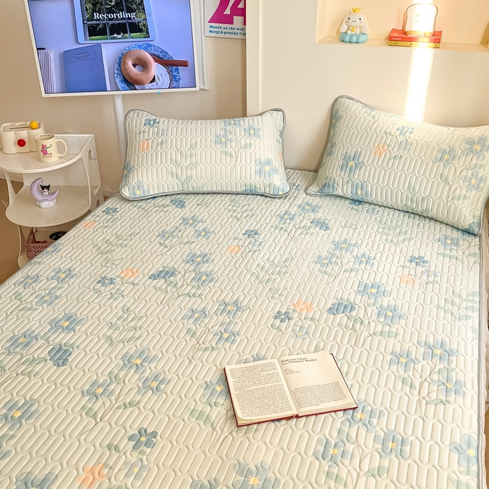 91家纺网 家纺一手货源 找家纺 川悦生活 2025新款小阪凉感丝印花凉席 水色花语