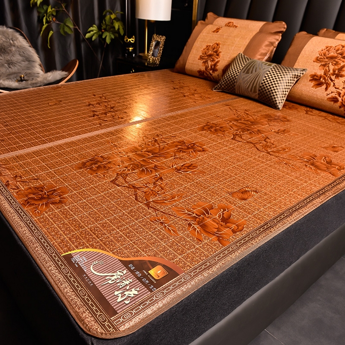 91家纺网 家纺一手货源 找家纺 苏迪凉席竹席2025新款竹席凉席冰丝席碳化双面印花藤草席 蝶舞飞扬