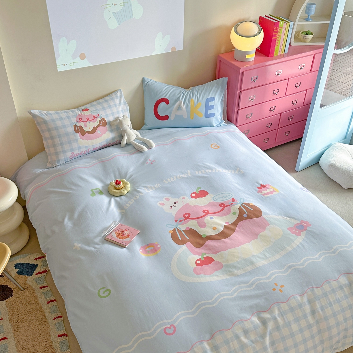 91家纺网 家纺一手货源 找家纺 美乐迪家纺 2025新款大版全棉四件套 甜蜜蛋糕