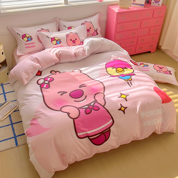 91家纺网 家纺一手货源 找家纺 浩诚 2025新款啵乐乐正版授权全棉纯棉四件套 甜心朋友