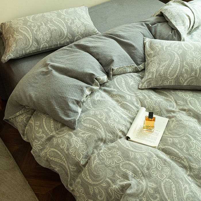 91家纺网 家纺一手货源 找家纺 2025新款A类全棉三层纱四件套 轩谷幽兰