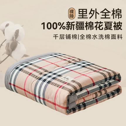 91家纺网 家纺一手货源 找家纺 2025新款A类纯棉水洗棉色织棉花夏被四件套全棉空调被夏凉被 苏格兰