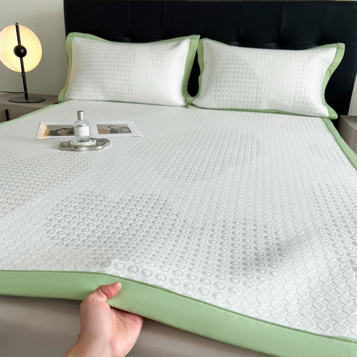 91家纺网 家纺一手货源 找家纺 慕尚家纺 2025新款泡泡大PE提花软席 小桃心 白绿