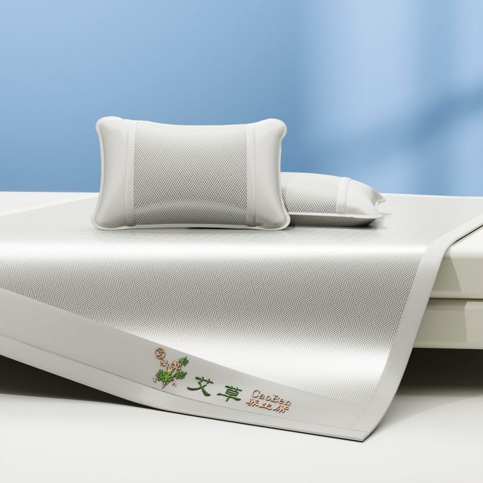 91家纺网 家纺一手货源 找家纺 （总）2025新款艾草养生席凉席冰丝席-饼干花系列