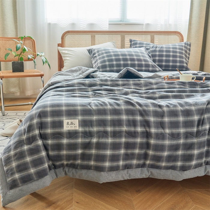 91家纺网 家纺一手货源 找家纺 2025新款A类纯棉水洗棉色织棉花夏被四件套全棉空调被夏凉被 优卡生活