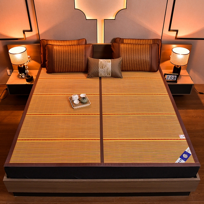 91家纺网 家纺一手货源 找家纺 苏迪凉席竹席2025新款竹席凉席冰丝席碳化双面印花藤草席 精品羊毛丝