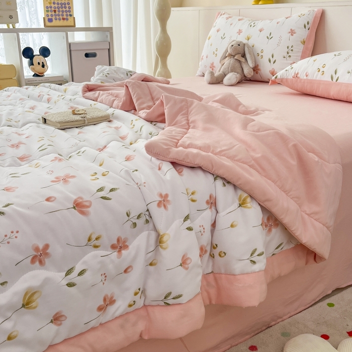 91家纺网 家纺一手货源 找家纺 梦舒羽2025新款小清新系列水洗棉夏被 夏日恋情