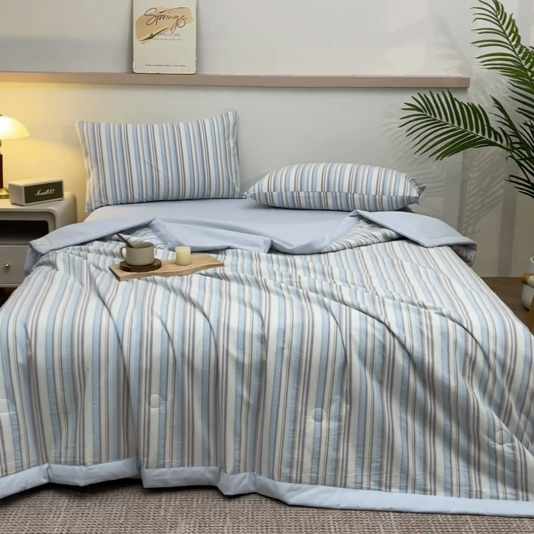 91家纺网 家纺一手货源 找家纺 （总）吾诺 2025 全棉色织水洗棉夏被大豆夏被四件套被子被芯空调被夏凉被