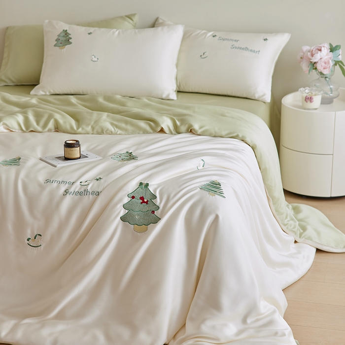 91家纺网 家纺一手货源 找家纺 安莱生活 2025兰精进口60S天丝绣花四件套 夏夜梦幻