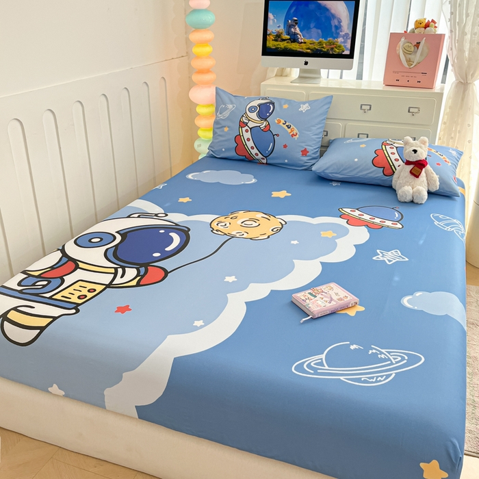 91家纺网 家纺一手货源 找家纺 金爱家2025新款全棉大版印花单品系列-纯棉太空人 单品-环游太空人