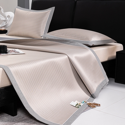 91家纺网 家纺一手货源 找家纺 小牛席业 2025新款新款无印风纯色凉感冰丝席系列-床席款 香槟