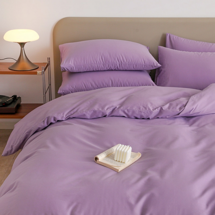 91家纺网 家纺一手货源 找家纺 2025年纯色双拼60支纯棉被套 丁香紫