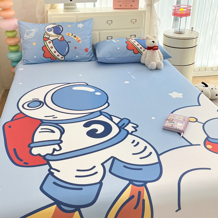 91家纺网 家纺一手货源 找家纺 （总）金爱家2025新款全棉大版印花单品系列-纯棉太空人