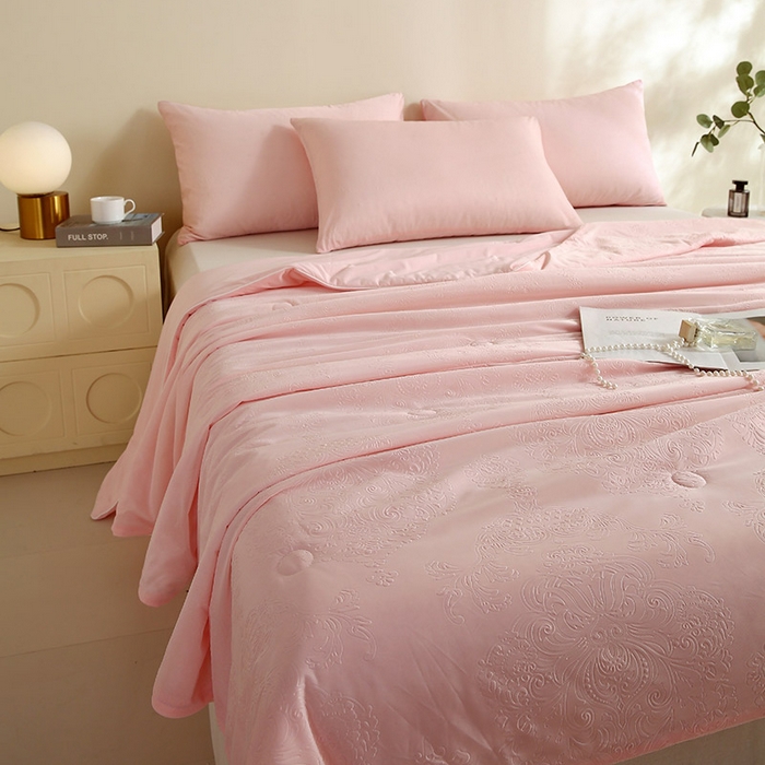 91家纺网 家纺一手货源 找家纺 品乐家纺 2025新款凉感A类可水洗抗菌冰冰被夏被夏凉被空调被被子被芯 冰冰被-粉