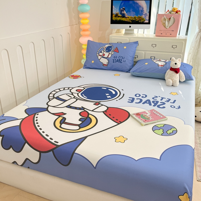 91家纺网 家纺一手货源 找家纺 金爱家2025新款全棉大版印花单品系列-纯棉太空人 单品-火箭太空人