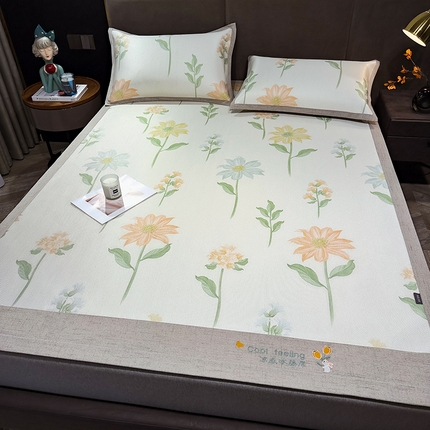 摩妮卡 2025新款数码印花冰藤席床席款三件套 黛颜芬馨