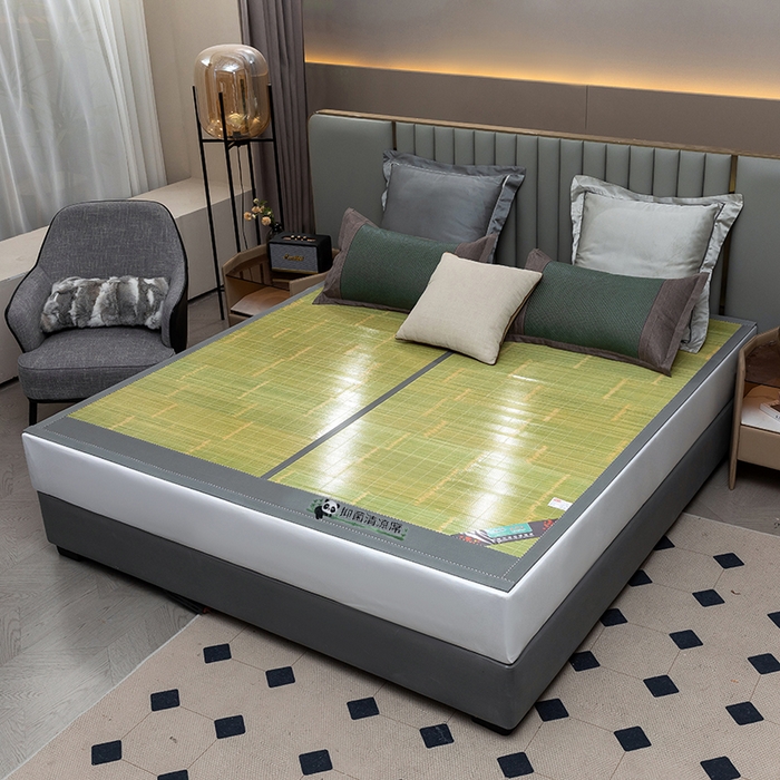 91家纺网 家纺一手货源 找家纺 苏迪凉席竹席2025新款竹席凉席冰丝席碳化双面印花藤草席 清凉生态-绿