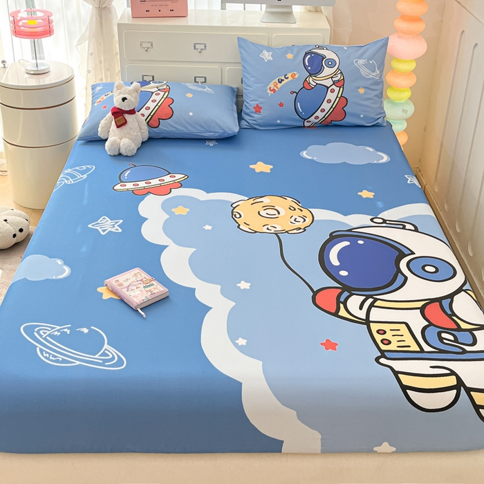 91家纺网 家纺一手货源 找家纺 金爱家2025新款全棉大版印花单品系列-纯棉太空人 单品-环游太空人