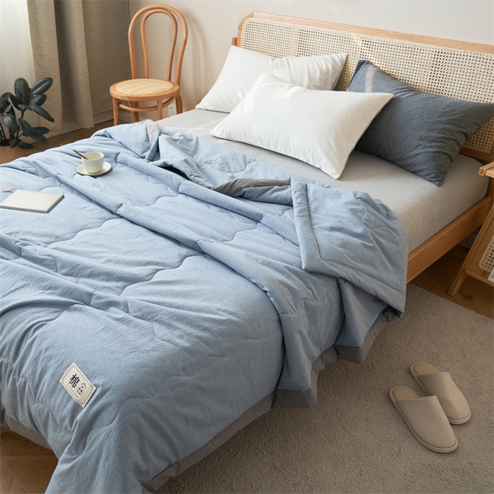 91家纺网 家纺一手货源 找家纺 金鹰 2025新款A类纯棉水洗棉色织棉花夏被全棉空调被夏凉被 清雅蓝