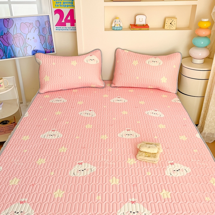 91家纺网 家纺一手货源 找家纺 川悦生活 2025新款小阪凉感丝印花凉席 星梦小狗