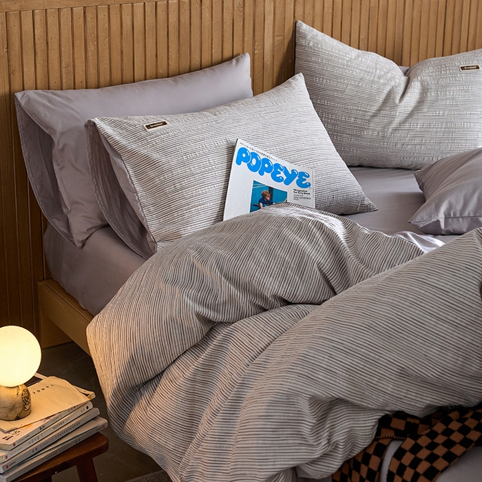 91家纺网 家纺一手货源 找家纺 安莱生活 2025 全棉立体色织提花四件套 摩卡灰