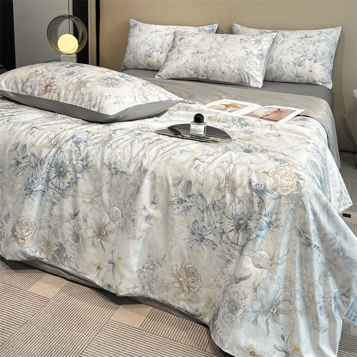 91家纺网 家纺一手货源 找家纺 笙意家纺  2025新款水洗真丝数码印花暗盒款夏被 黛西