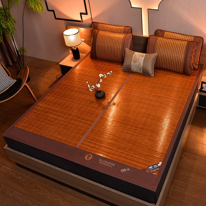 91家纺网 家纺一手货源 找家纺 苏迪凉席竹席2025新款竹席凉席冰丝席碳化双面印花藤草席 雅典-碳化席