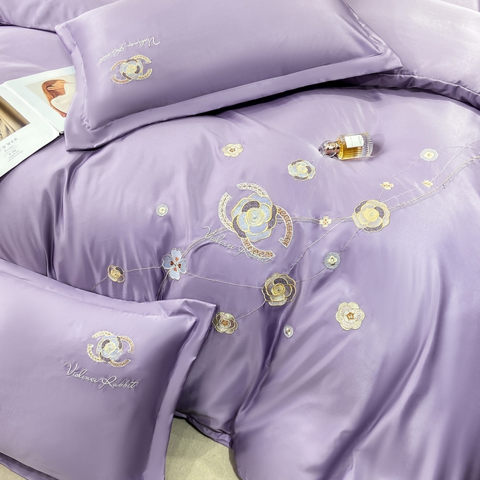 91家纺网 家纺一手货源 找家纺 慧菲 2025新款轻奢水洗天丝四件套-伊恋 伊恋-梦幻紫