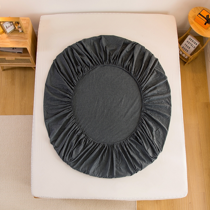 91家纺网 家纺一手货源 找家纺 柠萌家居 2025新款A类全棉色织水洗棉单床笠 深灰