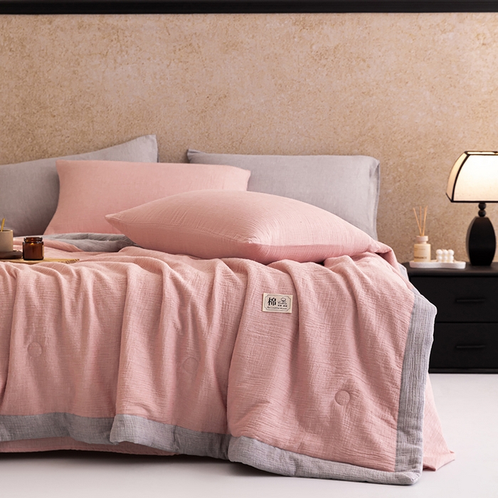 91家纺网 家纺一手货源 找家纺 （总）吾诺 2025 纯色全棉泡泡双层纱夏被大豆夏被子被芯夏被四件套夏凉被空调被