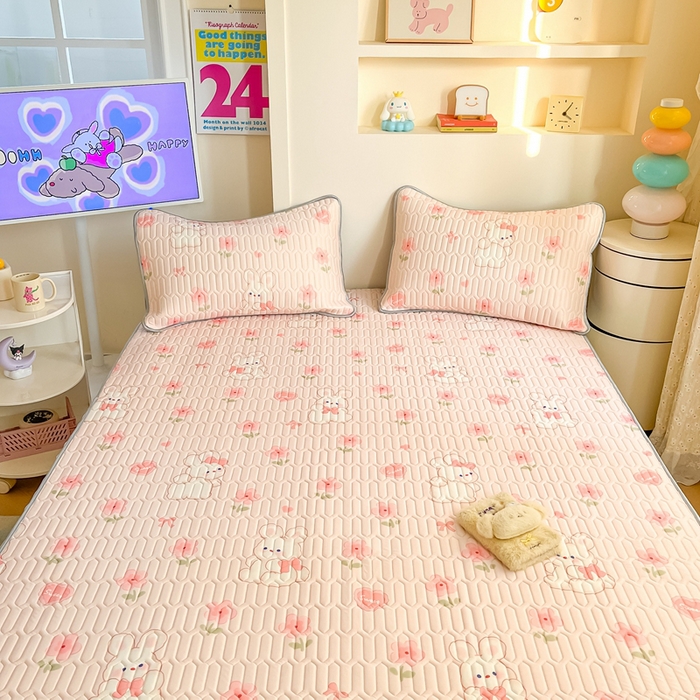 91家纺网 家纺一手货源 找家纺 川悦生活 2025新款小阪凉感丝印花凉席 香甜小兔