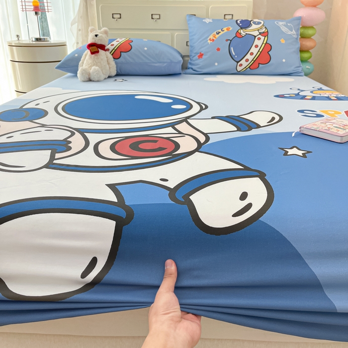 91家纺网 家纺一手货源 找家纺 金爱家2025新款全棉大版印花单品系列-纯棉太空人 单品-星球太空人