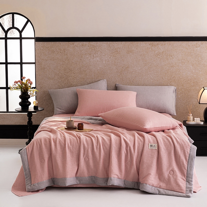 91家纺网 家纺一手货源 找家纺 （总）吾诺 2025 纯色全棉泡泡双层纱夏被大豆夏被子被芯夏被四件套夏凉被空调被