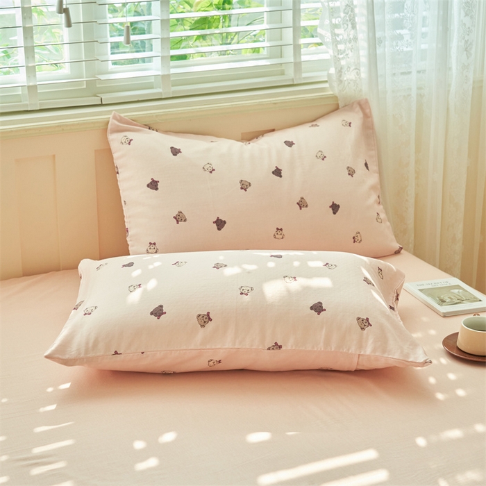 91家纺网 家纺一手货源 找家纺 金鹰 2025新款A类纯棉双层纱大豆夏被四件套全棉夏凉被空调被 可爱熊