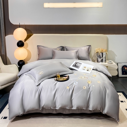 慧菲 2025新款轻奢水洗天丝四件套-伊恋 伊恋-烟灰