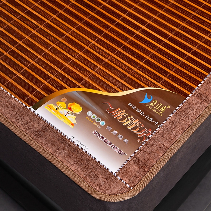 91家纺网 家纺一手货源 找家纺 苏迪凉席竹席2025新款竹席凉席冰丝席碳化双面印花藤草席 红木纹