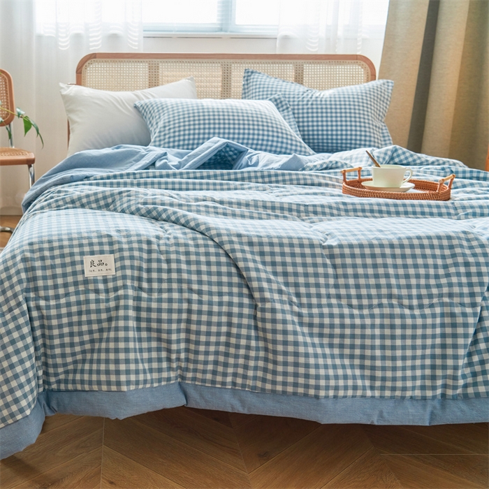 91家纺网 家纺一手货源 找家纺 （总）金鹰 2025新款A类纯棉水洗棉色织棉花夏被四件套全棉空调被夏凉被