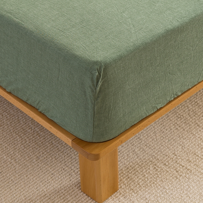 91家纺网 家纺一手货源 找家纺 柠萌家居 2025新款A类全棉色织水洗棉单床笠 一抹绿