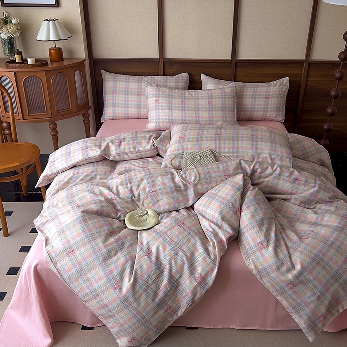 91家纺网 家纺一手货源 找家纺 优品阁  2025新款A类全棉有氧双层纱四件套 彩蝶飞飞