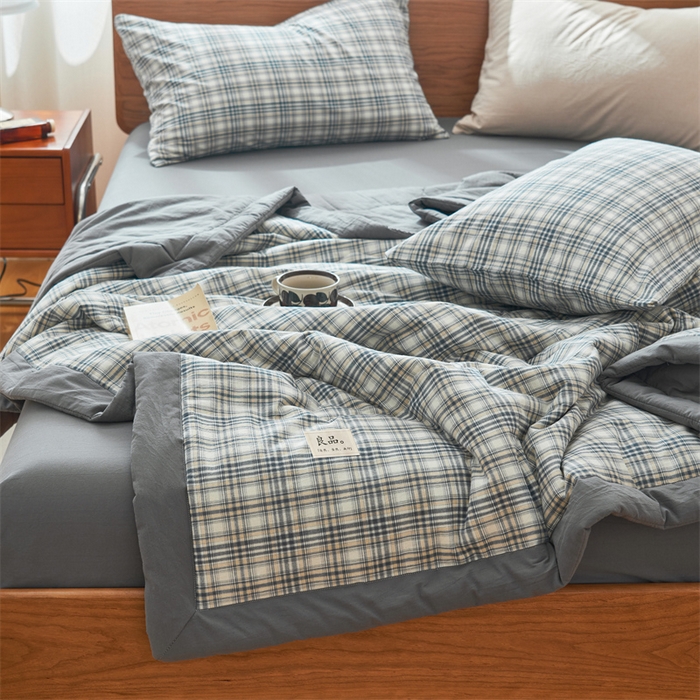 91家纺网 家纺一手货源 找家纺 2025新款A类纯棉水洗棉色织棉花夏被四件套全棉空调被夏凉被 温尼烟兰