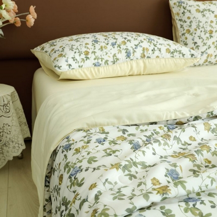 朵美 2025新款50支天丝印花夏被+夏被四件套 烂漫-黄