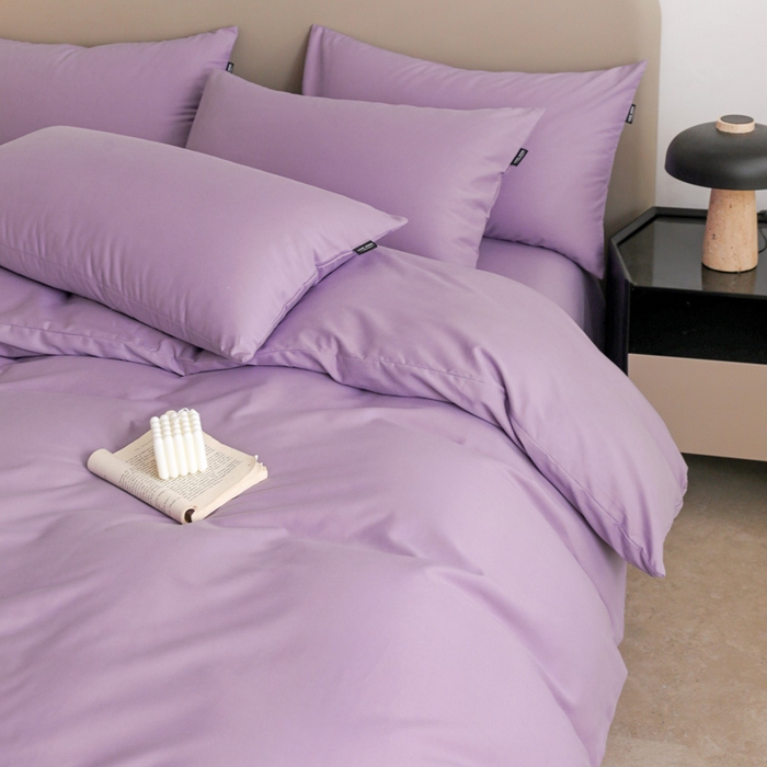91家纺网 家纺一手货源 找家纺 2025年纯色双拼60支纯棉被套 丁香紫