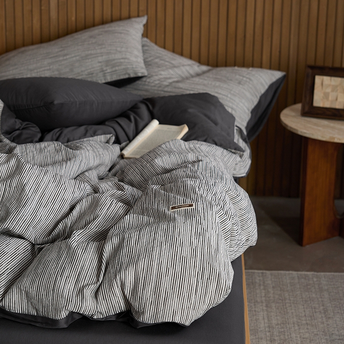 91家纺网 家纺一手货源 找家纺 安莱生活 2025 全棉立体色织提花四件套 摩卡黑