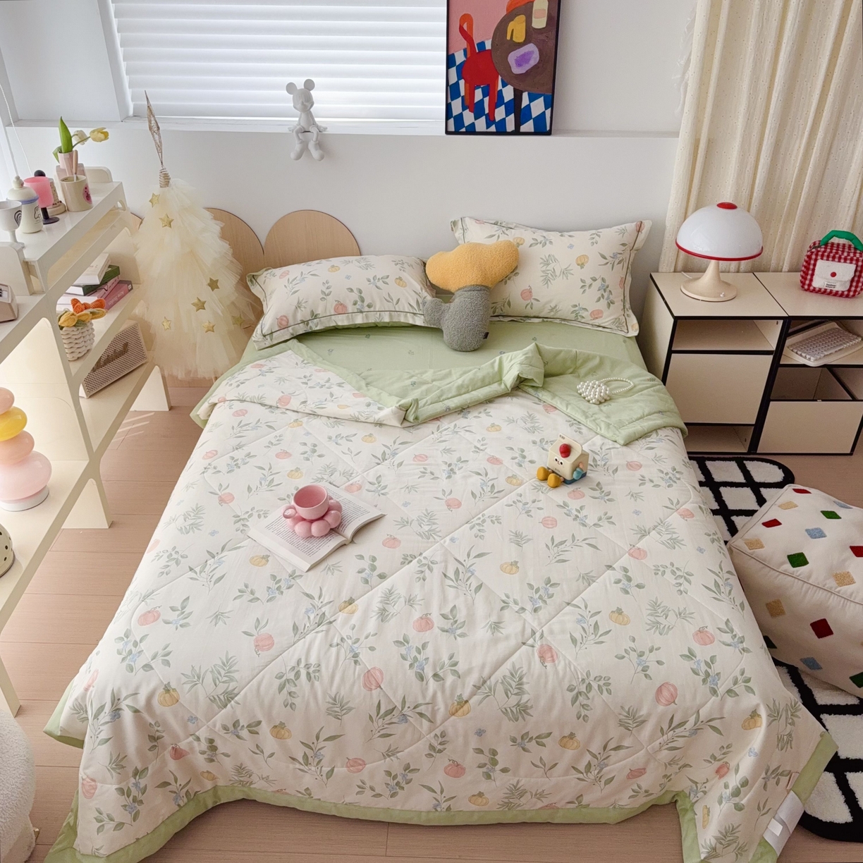 91家纺网 家纺一手货源 找家纺 于果 2025新款全棉纯棉夏被夏凉被空调被四件套 轻婉花语